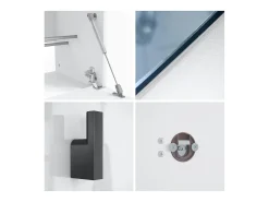 Juego de Guardarropa Hanko: Incluye 1 Banco para Zapatos, 1 Perchero y 1 Espejo de Pared, blanco mate/negro de alto brillo