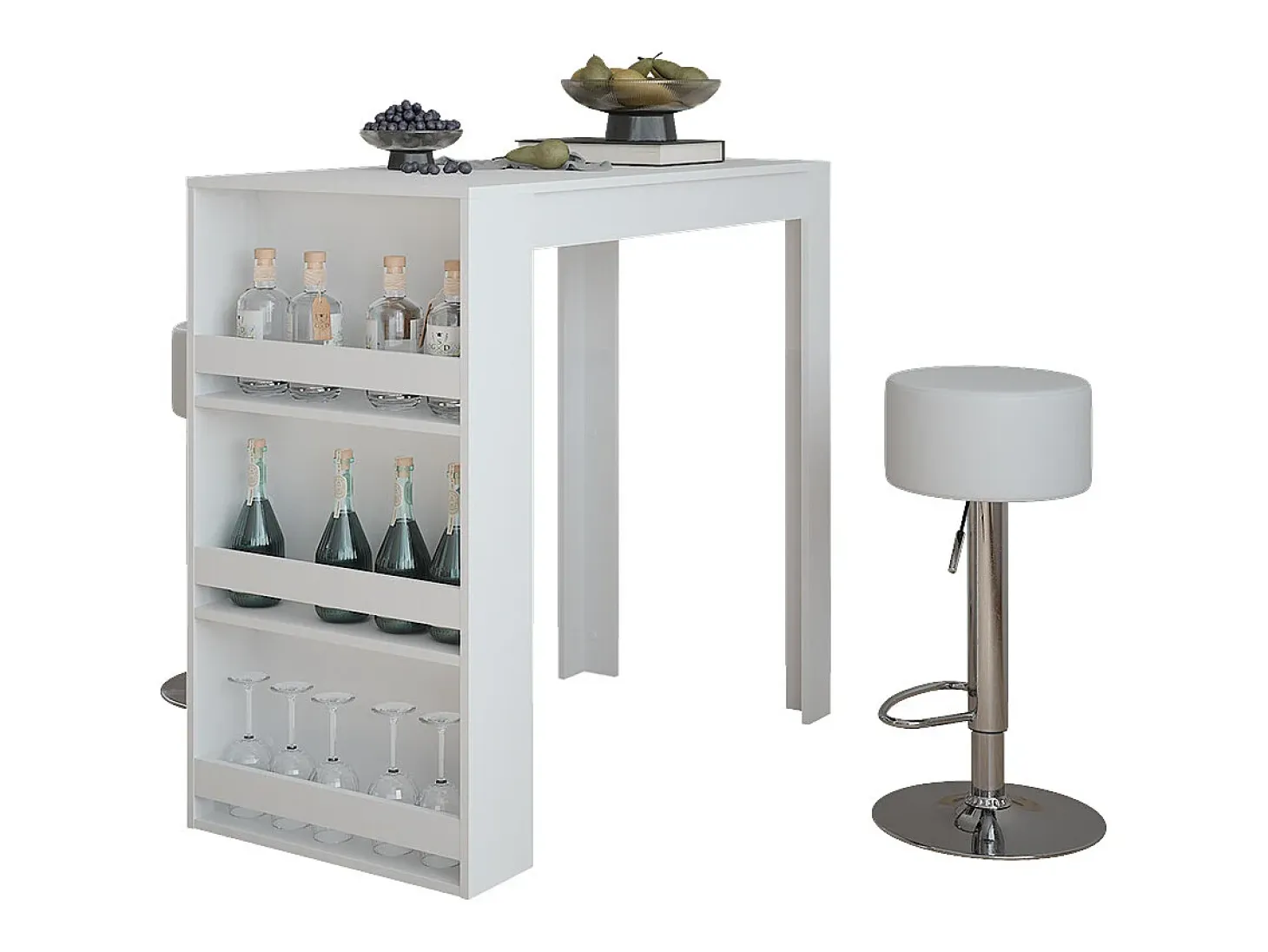 Juego de mesa de bar blanco 57x117x106 repose