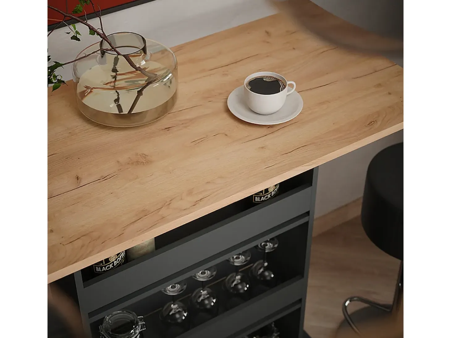 Juego de mesa de bar oro power roble/antracita 110x55x106 repose