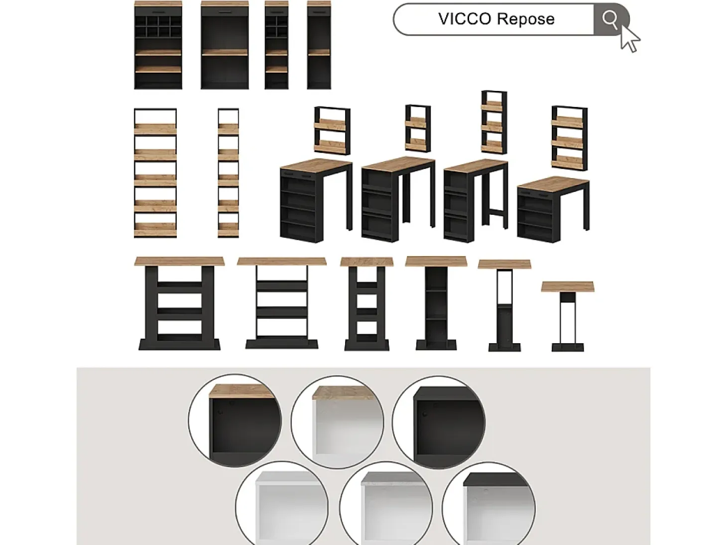 Juego de mesa de bar oro power roble/antracita 110x55x106 repose