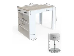 Juego de mesa de comedor sonoma/blanco 67x100x77.5 repose