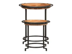 Juego de mesas auxiliar 2 piezas madera maciza de acacia