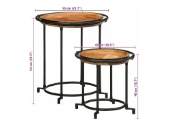 Juego de mesas auxiliar 2 piezas madera maciza de acacia