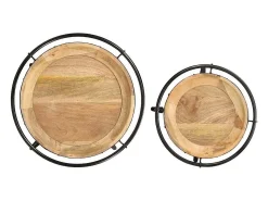 Juego de mesas auxiliar 2 piezas madera maciza de mango