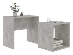 Juego de mesas de centro contrachapada gris hormigón 48x30x45cm
