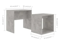 Juego de mesas de centro contrachapada gris hormigón 48x30x45cm
