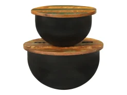 Juego de mesas de centro 2 piezas madera maciza reciclada