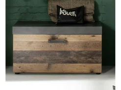 Juego de muebles de entrada de 4 piezas en roble oscuro y gris con espejo Orcel
