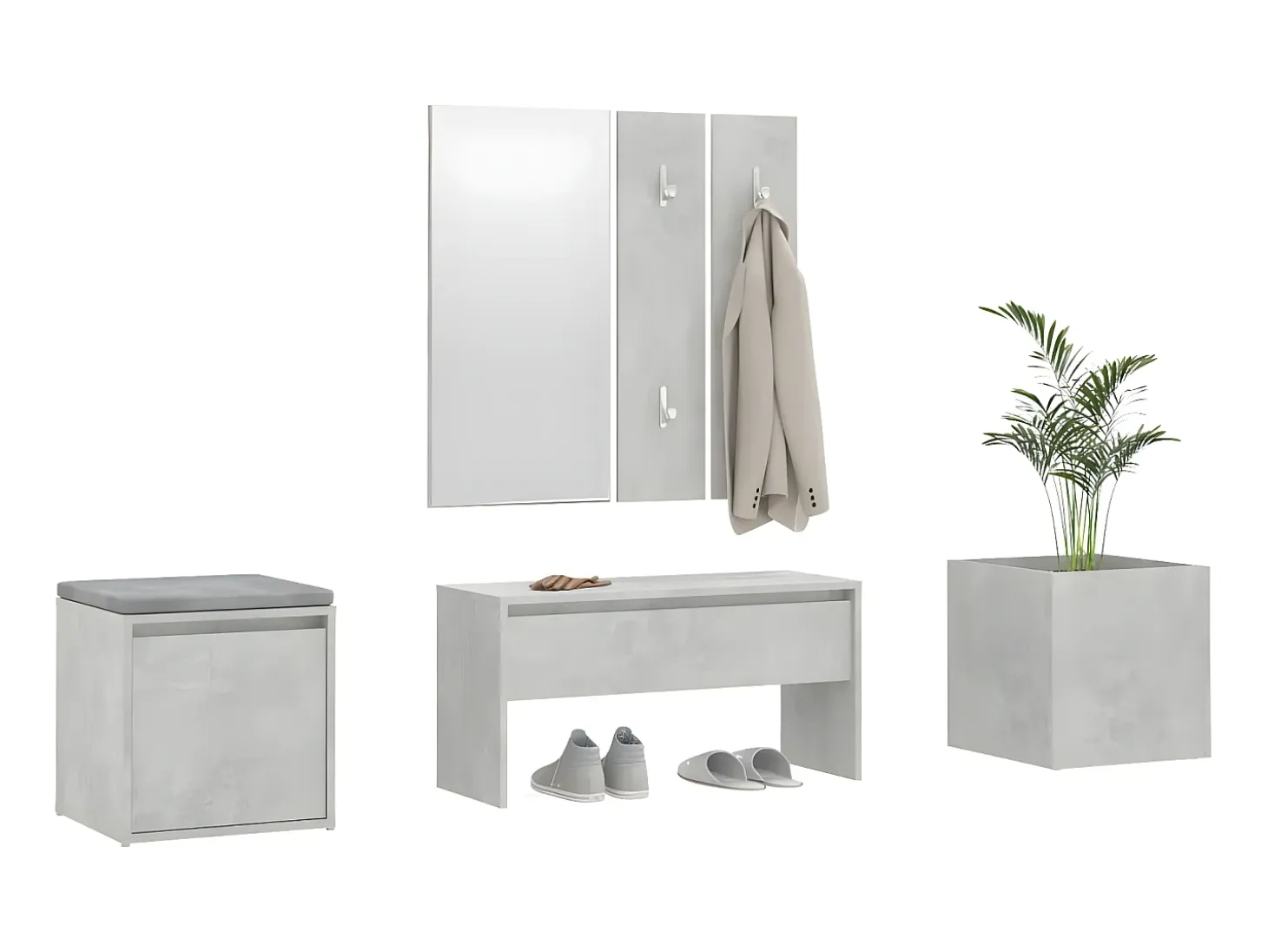 Juego de muebles recibidor madera contrachapada gris hormigón ES704446