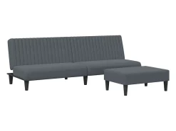 Juego de sofás 2 piezas terciopelo gris oscuro