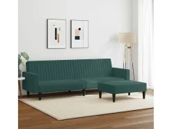 Juego de sofás 2 piezas terciopelo verde oscuro