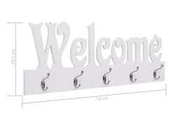 Kadri Perchero de pared WELCOME blanco 74x29,5 cm