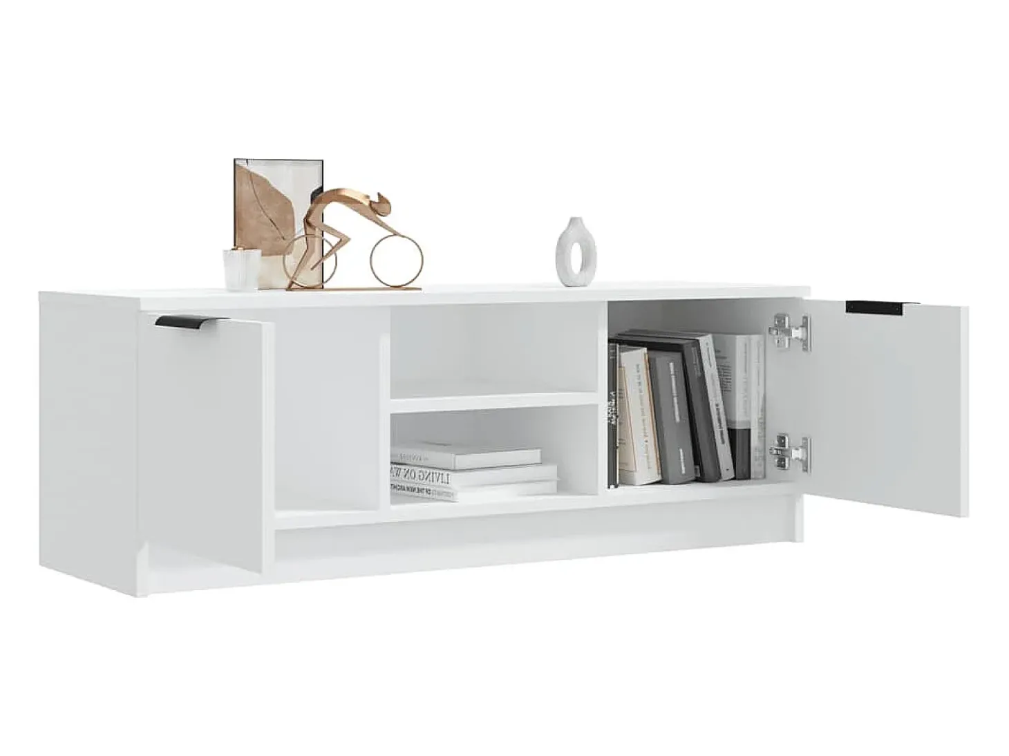 Kaelyn Mueble de TV madera contrachapada blanco 102x35x36,5 cm
