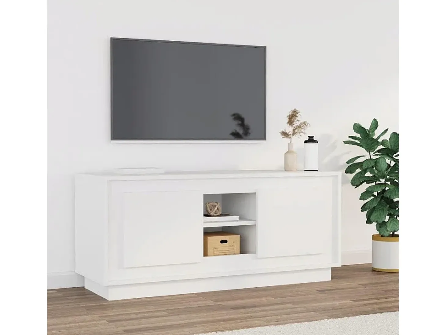 Kedron Mueble para TV madera contrachapada negro 102x35x45 cm