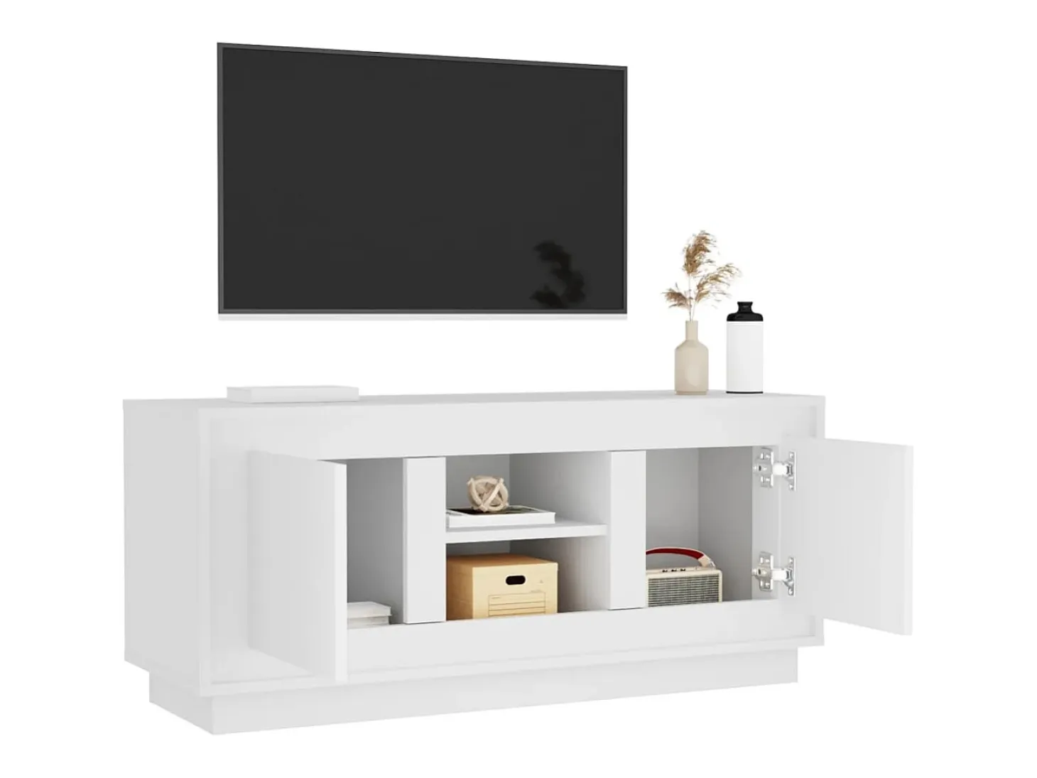 Kedron Mueble para TV madera contrachapada negro 102x35x45 cm