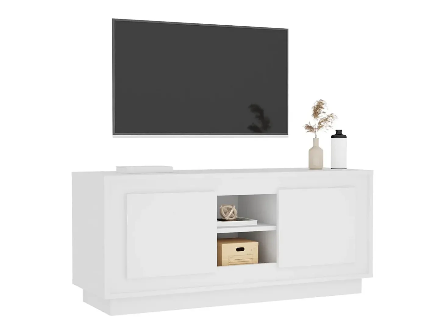 Kedron Mueble para TV madera contrachapada negro 102x35x45 cm