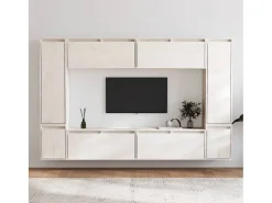 Keegan Muebles para TV 8 piezas madera maciza de pino blanco