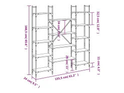 Kiki Estantería de madera ingeniería gris Sonoma 155,5x24x166,5 cm