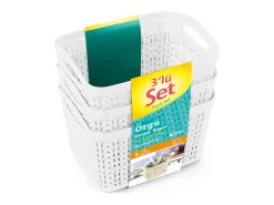 Kit 3 Cestas Rectangulares 1,5 Litros Blanco 7house