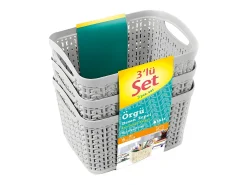 Kit 3 Cestas Rectangulares 1,5 Litros Gris 7house