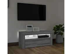 Kristineberg Mueble de TV con luces LED gris Sonoma 90x35x40 cm