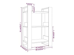 La Roche-sur-Yon Estantería/divisor de espacios madera pino negro 60x35x91 cm