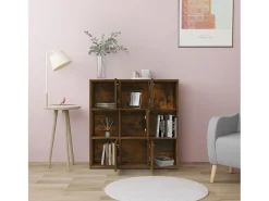 Lacey Estantería madera contrachapada color roble ahumado 90x30x90 cm