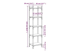 Lars Librería de 5 estantes madera de ingeniería negro 40x30x154 cm