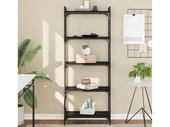 Lars Librería de 5 estantes madera de ingeniería negro 60x30x154 cm