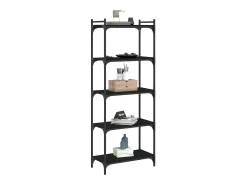 Lars Librería de 5 estantes madera de ingeniería negro 60x30x154 cm