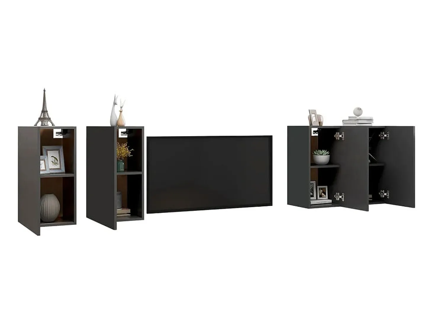 Lea Muebles de salón 4 pzas madera ingeniería gris 30,5x30x60 cm