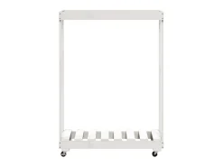 Leñero con ruedas madera maciza de pino blanco 76,5x40x108 cm ES219550