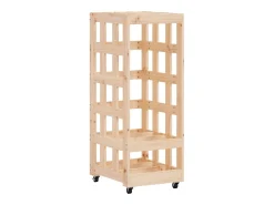 Leñero con ruedas madera maciza de pino 40x49x110 cm ES930793
