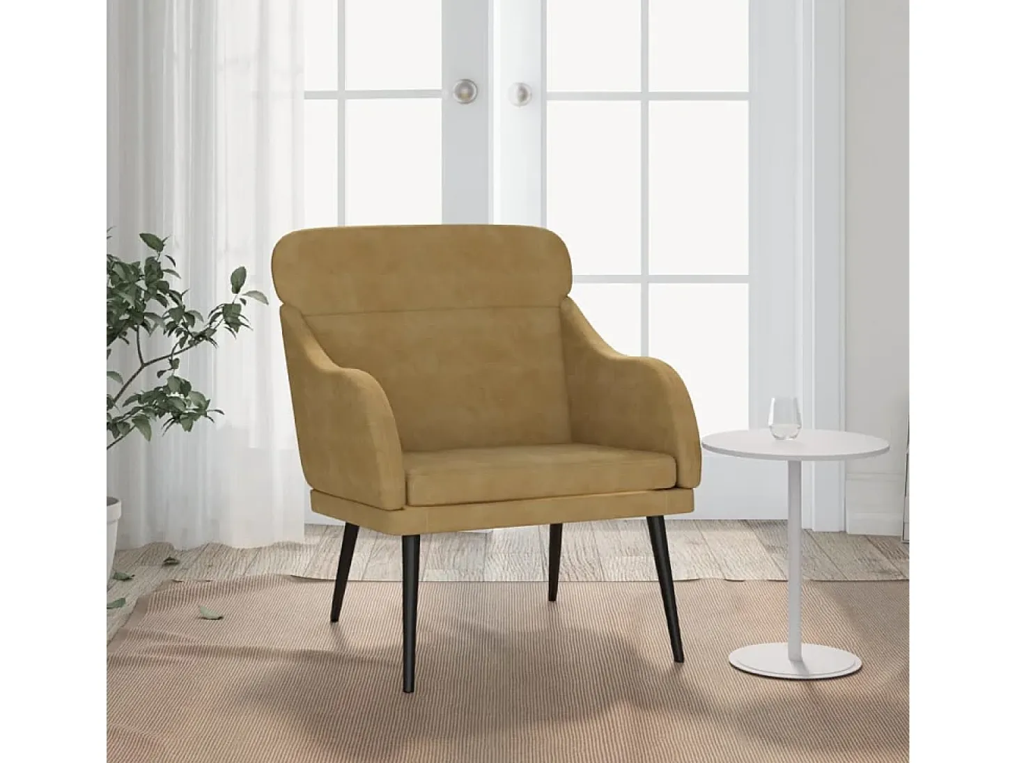 Leon Scott Sillón de terciopelo marrón 63x76x80 cm