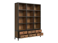 Librería 6 cajones 12 nichos en metal y madera de cedro - Shelby