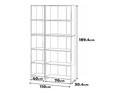 Librería - Estantería multifunción blanca 5 niveles 10 estantes 110X30x189cm - Para libros, juguetes y accesorios de oficina