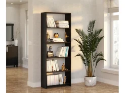 Librería - Estantería multifunción Negra 5 niveles 70X30x189cm - Para libros, juguetes y accesorios de oficina