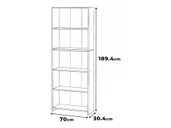 Librería - Estantería multifunción Negra 5 niveles 70X30x189cm - Para libros, juguetes y accesorios de oficina