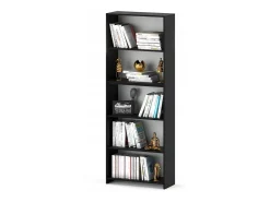Librería - Estantería multifunción Negra 5 niveles 70X30x189cm - Para libros, juguetes y accesorios de oficina