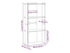 Librería 3 estantes madera ingeniería roble sonoma 60x30x120 cm