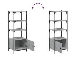 Librería 3 estantes madera ingeniería gris Sonoma 41x30x109,5cm