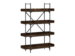 Librería 4 estantes madera ingeniería roble humo 100x33x145,5cm