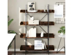 Librería 4 estantes madera ingeniería roble humo 100x33x145,5cm