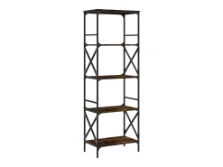 Librería 5 estantes madera ingeniería roble ahumado 59x35x171cm
