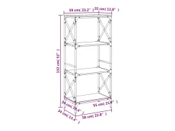 Librería 4 estantes madera ingeniería roble marrón 59x35x132cm