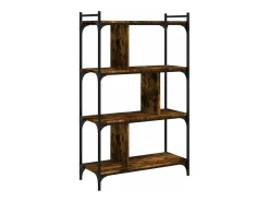 Librería 4 estantes madera ingeniería roble ahumado 76x32x123cm