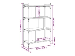 Librería 4 estantes madera ingeniería roble ahumado 76x32x123cm