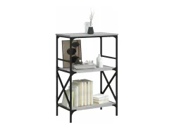 Librería 3 estantes madera ingeniería gris Sonoma 59x35x90,5 cm