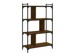 Librería 4 estantes madera ingeniería marrón roble 76x32x123 cm
