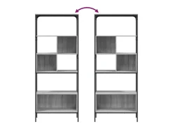 Librería 5 estantes madera ingeniería gris Sonoma 76x33x188,5cm